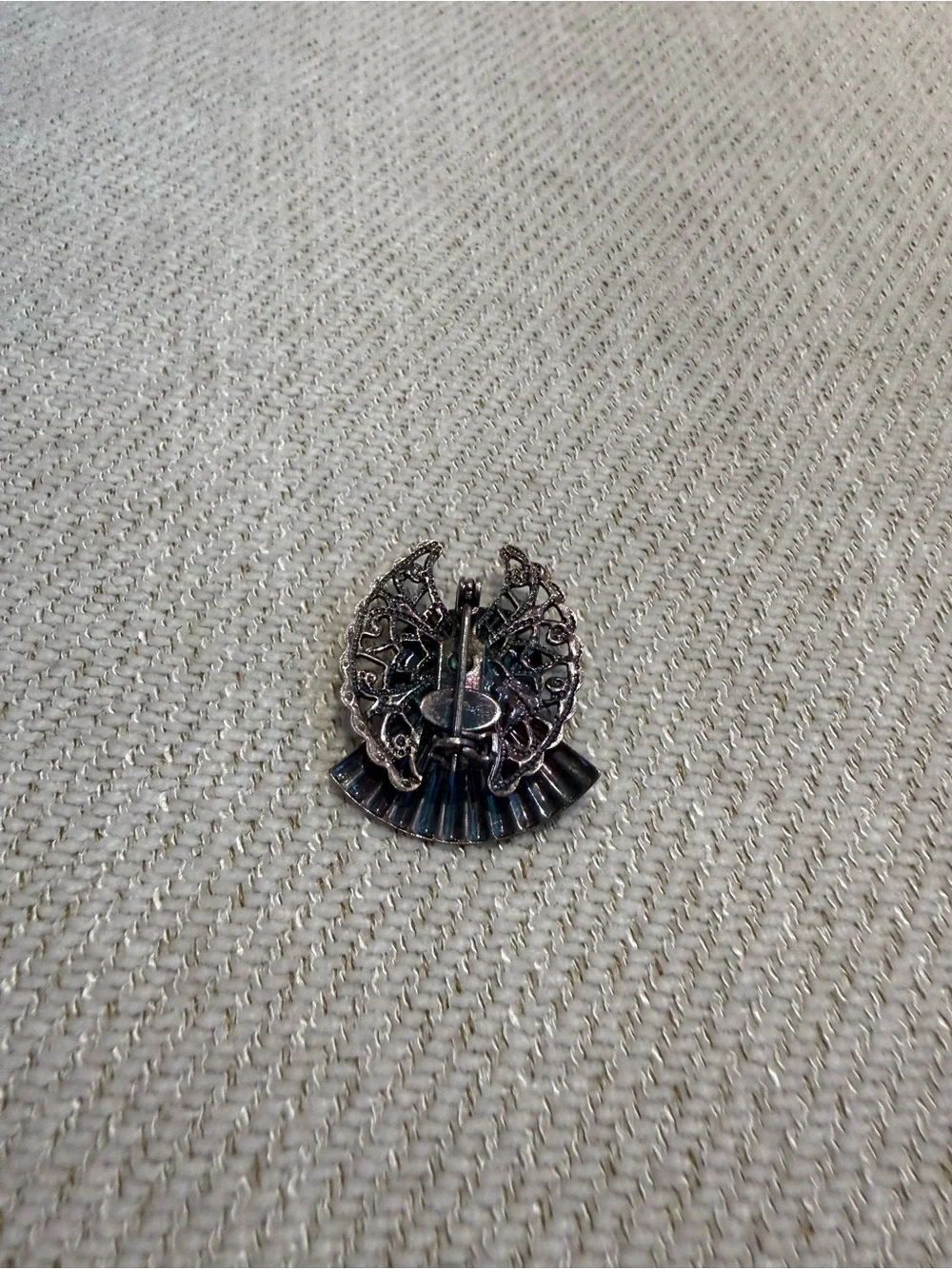 Mixed Silver-Tone brooches with Blue Rhinestone Bar. Rhinestone bar is sterling